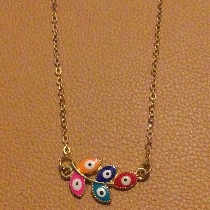 New Evil Eye Cluster Leaf Necklace